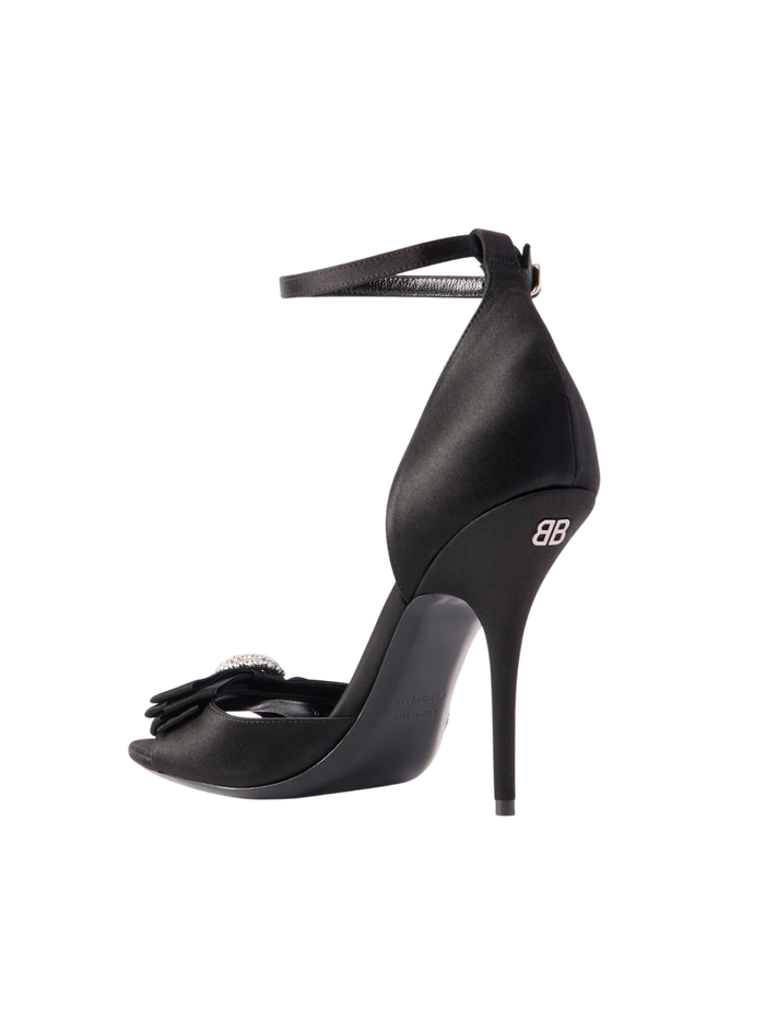 Balenciaga Avenue Palazzo Crystal-embellished Bow-Detailed Satin Sandals
