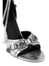 Balenciaga Cagole Embellished Metallic Crinkled-Leather Sandals 2