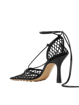 Bottega Veneta Lace-Up Leather Trimmed Mesh Pumps 1