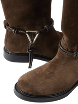 Bottega Veneta James Intrecciato Leather-Trimmed Suede Knee Boots 3