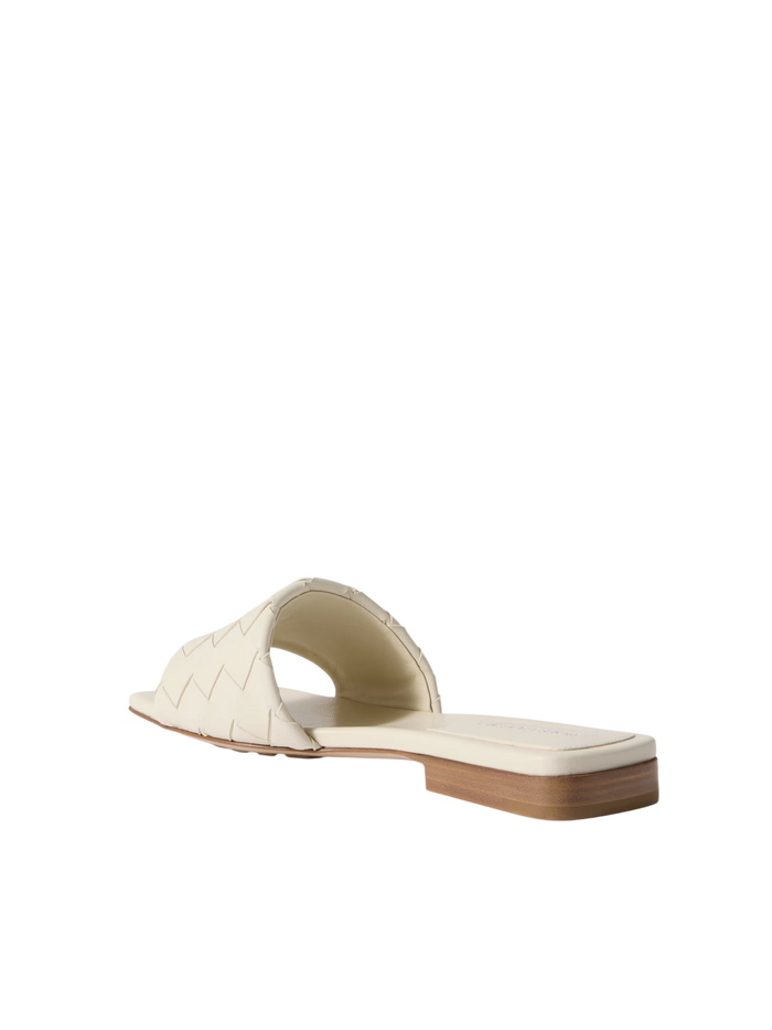 Bottega Veneta Riva Intrecciato Leather Slides Off White