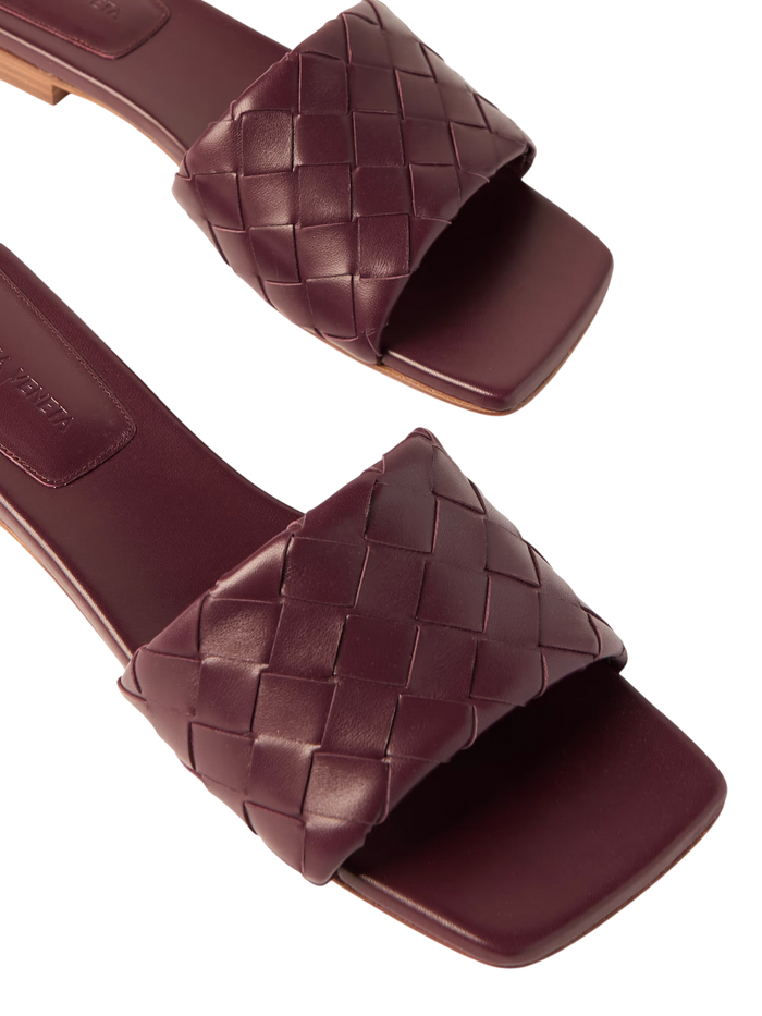 Bottega Veneta Riva Intrecciato Leather Slides Red