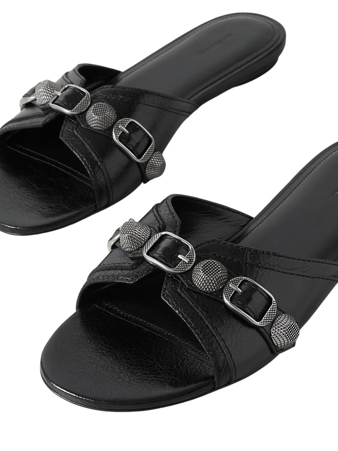 Balenciaga Cagole Embellished Textured-Leather Sandals