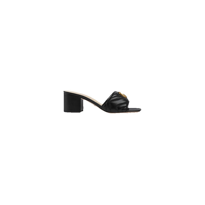 Gucci Slide Sandal With Double G, Leather Black