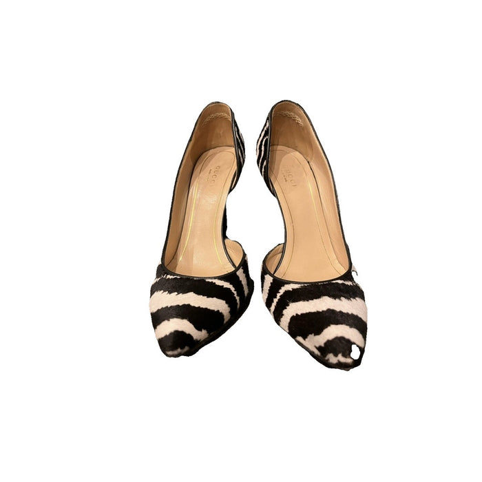 Gucci 'marmont' Zebra Print Pump Black