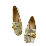 Gucci Marmont Fringed Loafer Heel Metallic 4