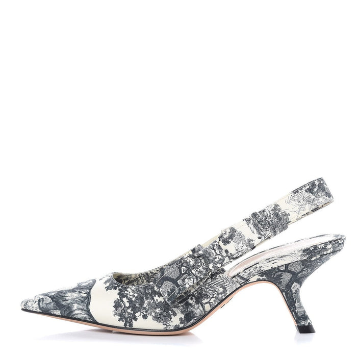 Christian Dior Toile de Jouy Sweet D Slingback Pump Off White
