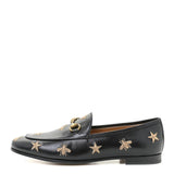 Gucci Goatskin Bee Star Embroidered Jordaan Loafers Black 2