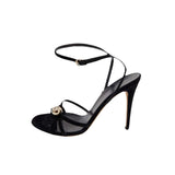 Gucci Strappy Crystal GG Heel Sandals Black 2