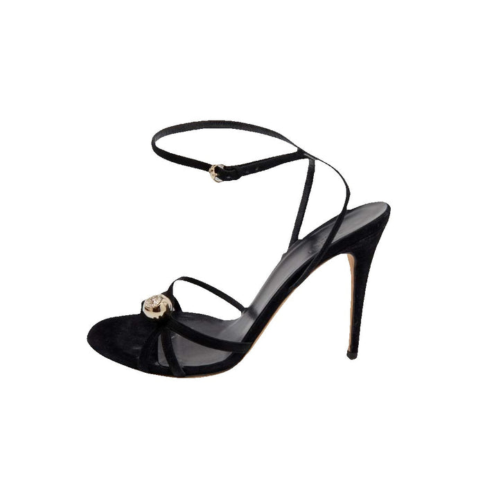 Gucci Strappy Crystal GG Heel Sandals Black