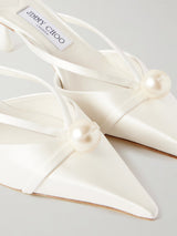 Jimmy Choo Sana 50 Faux Pearl-Embellished Satin Mules 2