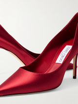 Jimmy Choo Love 85 Satin Pumps RED 3