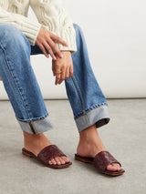 Bottega Veneta Riva Intrecciato Leather Slides Red 4