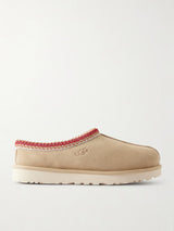 Tasman II Shearling-Lined Embroidered Suede Slippers Beige 3