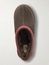 Tasman II Shearling-Lined Embroidered Suede Slippers Charcoal 4