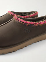 Tasman II Shearling-Lined Embroidered Suede Slippers Charcoal 3