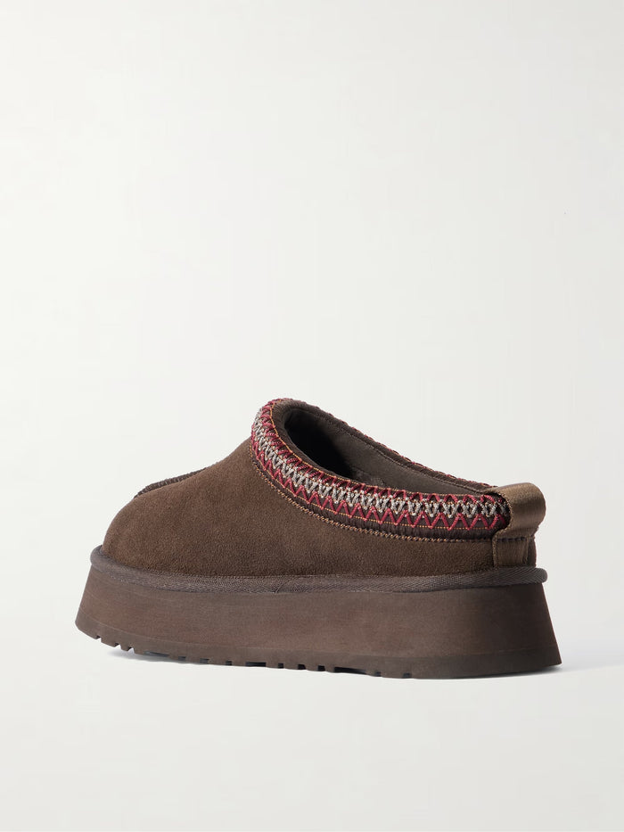 UGG Tazz Embroidered Shearling Platform Slippers