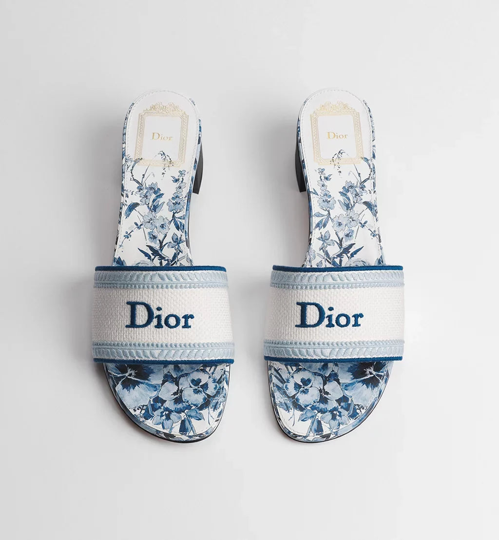 Dior Diorviera Dway Heeled Slide White and Blue