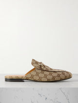 Gucci Princetown Crystal GG Mesh Mules Beige & Ebony 3
