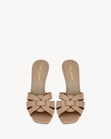 YSL Tribute Mules in Smooth Leather Dark Beige 2