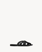 YSL Tribute Sandals in Smooth Leather Black 1